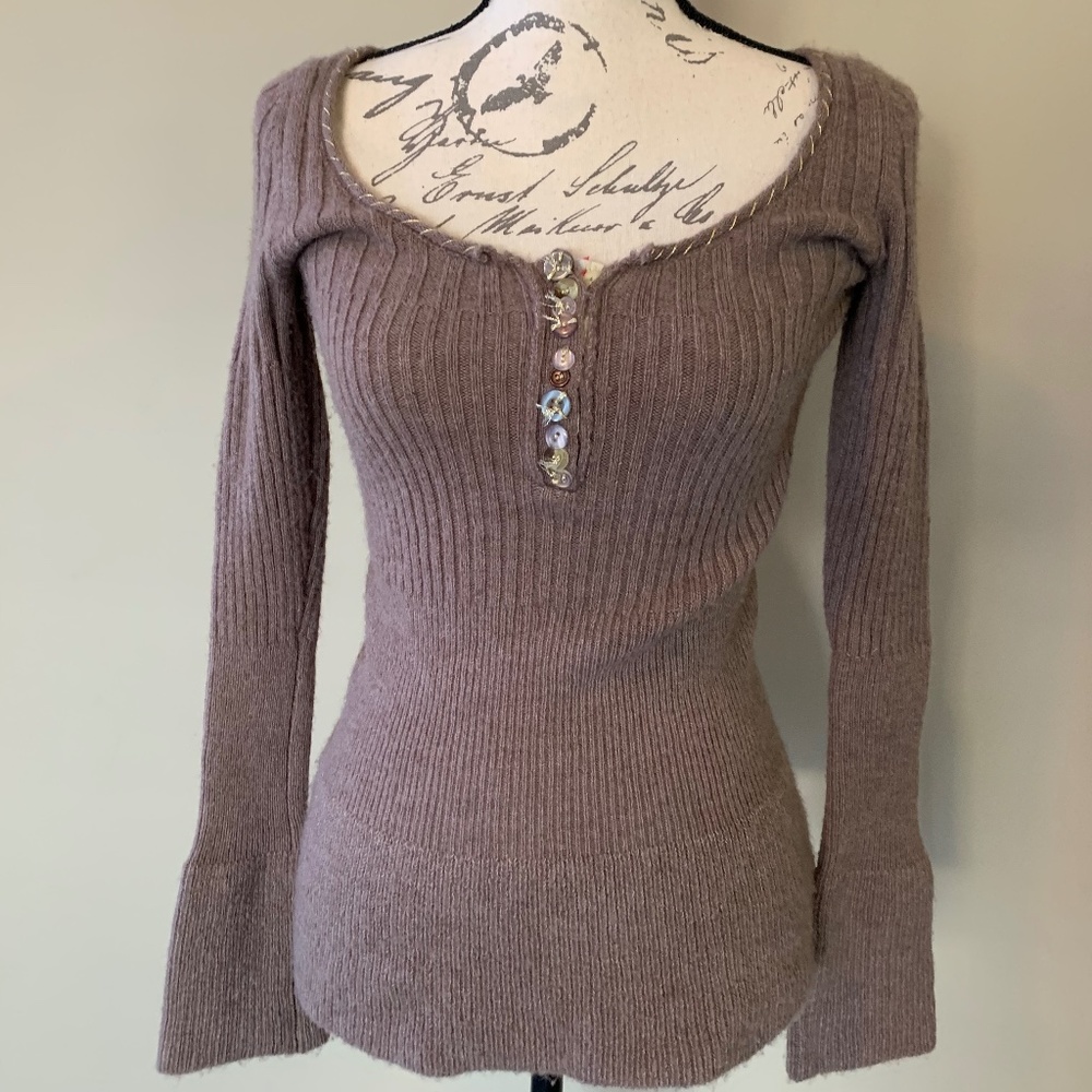 Light Brown Scoop Neck Free People Shirt